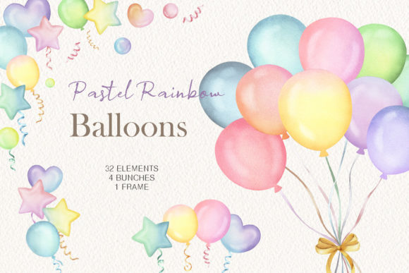Download Watercolor Rainbow Balloons Clipart - Watercolor rainbow Collection