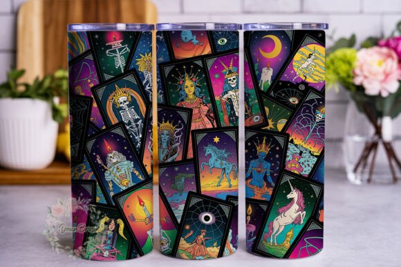 Download Mystical Tarot Card Collage 20oz Tumbler - Card Collection