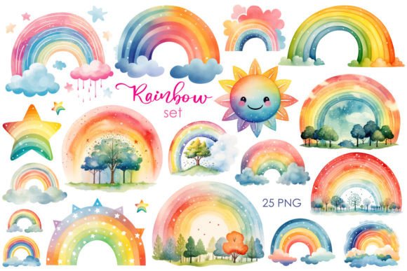 Download Watercolor Rainbow Set PNG Clipart - Watercolor rainbow Collection