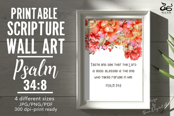 Download Scripture Wall Art/Gift Cards/Psalm 34:8 - Card Collection