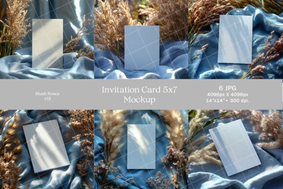 Download 5x7 Invitation Card Mockup Blue JPG - Card Collection