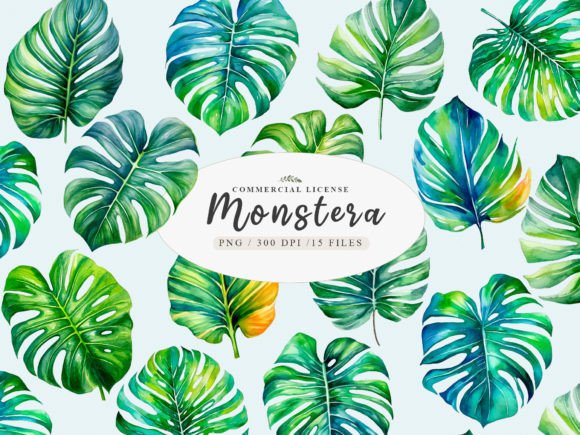 Download Greenery Monstera Leaves Clipart - Green Collection